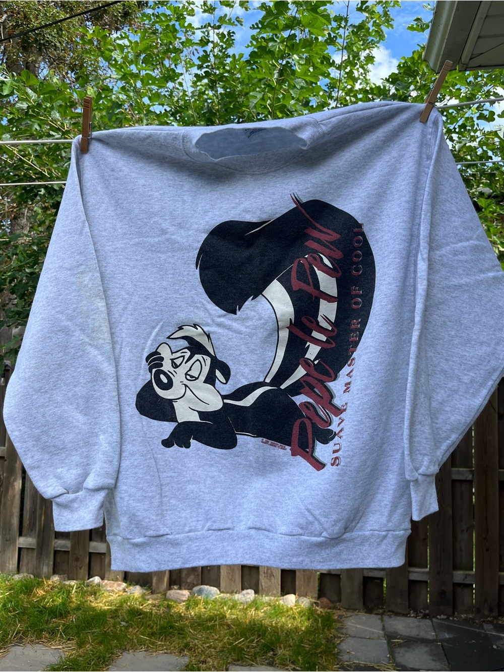 Vtg 90s Pepe le Pew Suave Master of Cool Crewneck sweatshirt XL Loonie Tunes